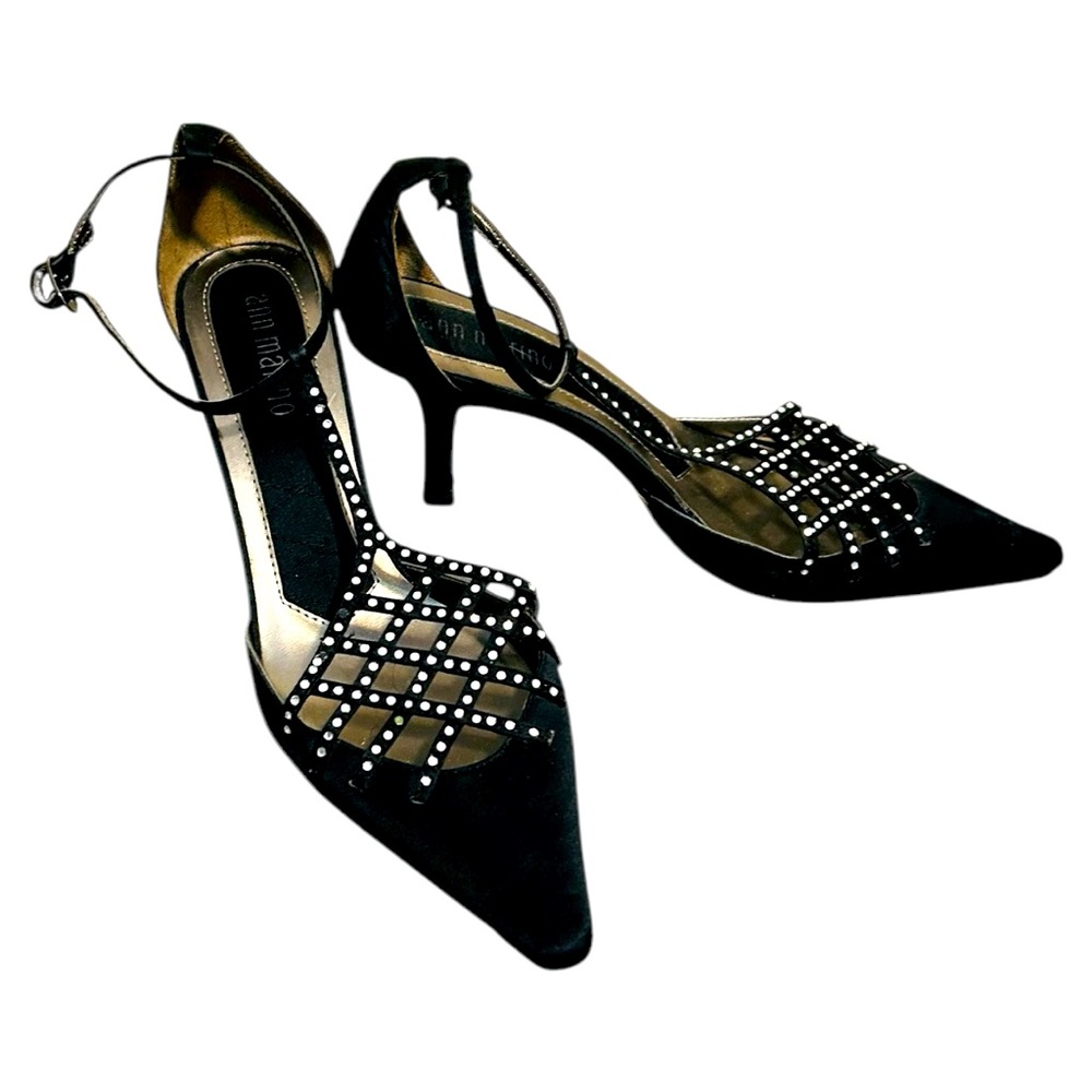 Ann Marino Black Heels with Silver Accents